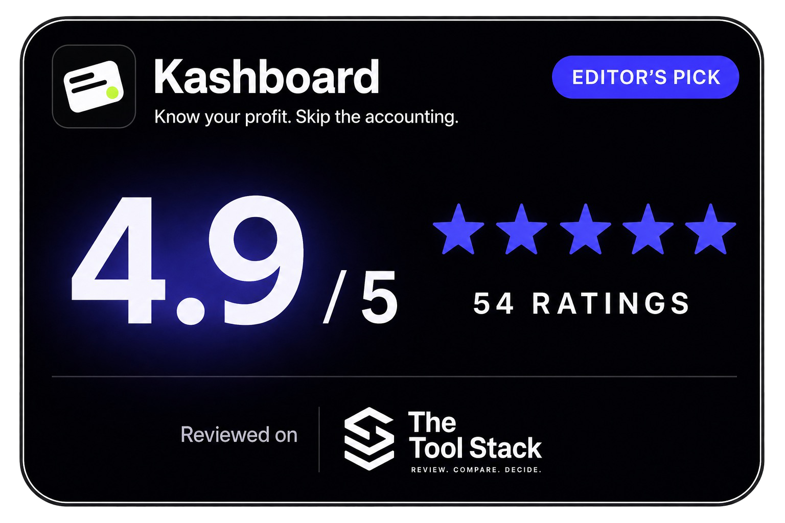 Kashboard rated 4.9 out of 5 from 54 ratings and Editor's Pick on The Tool Stack